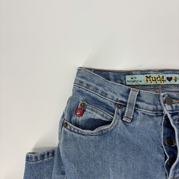 Vintage Mudd Flare Denim Jeans Low Rise Button Fly Y2K 90s Womens Size 26x30 - Picture 6 of 9